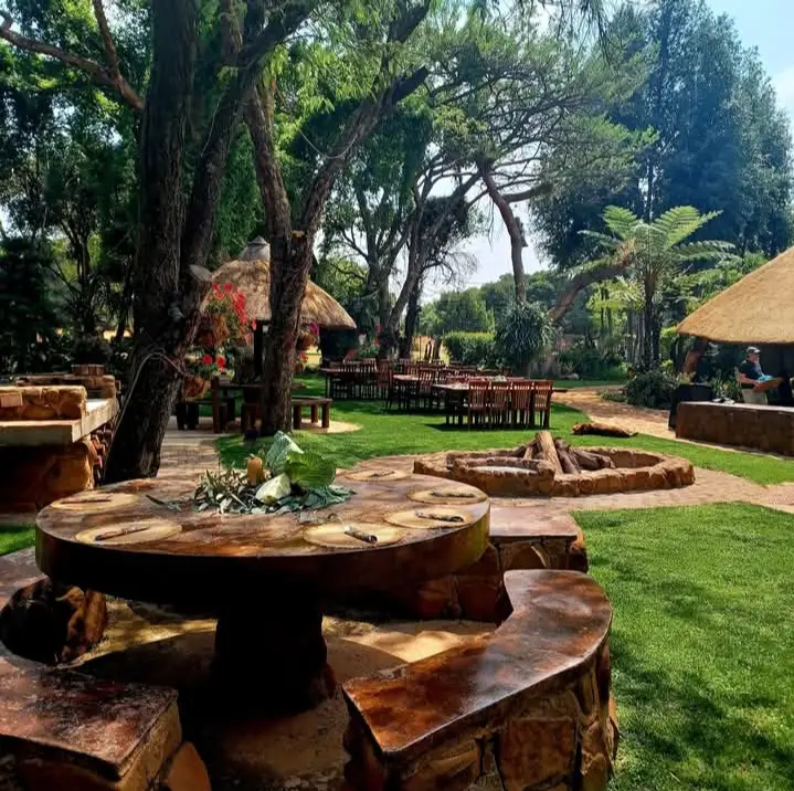 A round table under the trees