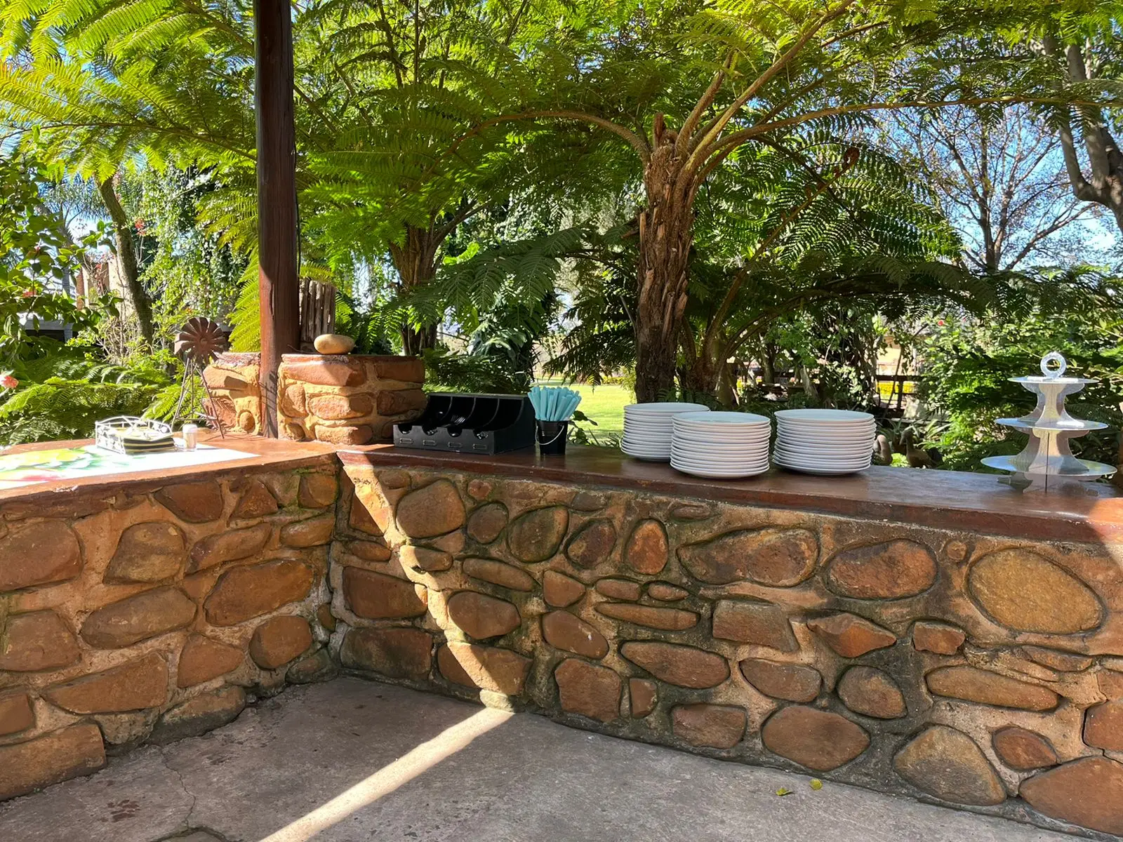 The stone kitchen counter