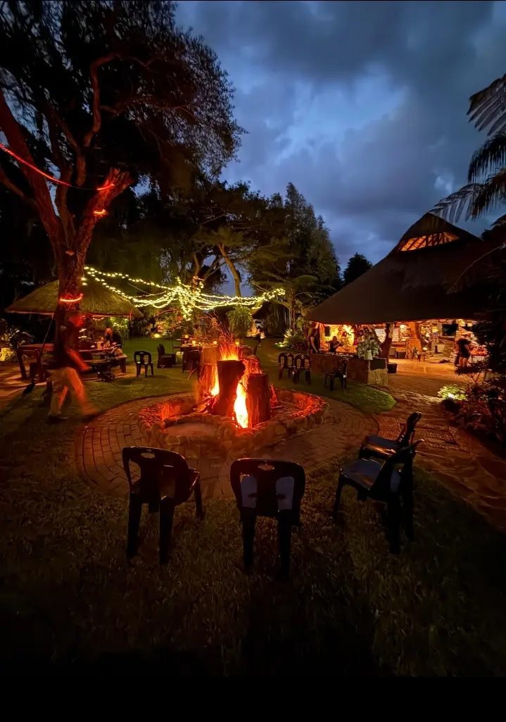 The fire pit at night